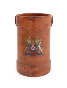 English Leather Covered Fire House Water Bucket