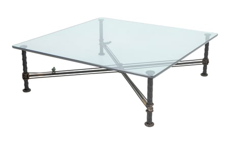 Ilana Goor Glass Top Iron Coffee Table, 1970s