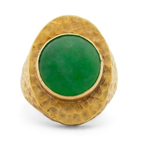 22K Yellow Gold Jade Ring