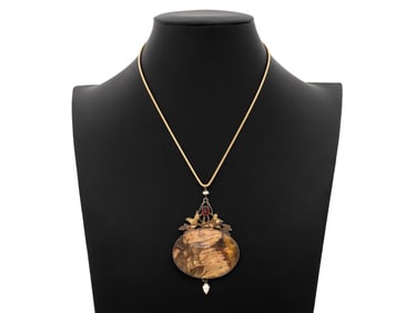 Pat Garrett Mixed Metals Picture Agate Necklace