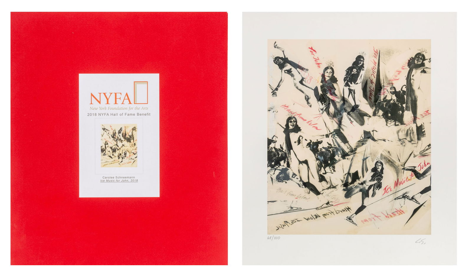 Carolee Schneemann "Ice Music for John", 2018: Carolee Schneemann (American, 1939-2019), "Ice Music for John", Archival Digital Print with Ultra Chrome HD Archival Inks on Epson Hot Press Bright Paper, printed by Rabbet Art Editions, Branchburg, N