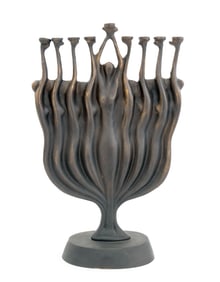 Ruth Bloch Patinated Bronze Figural Menorah