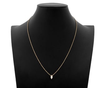 14K Gold Marquise Diamond Solitaire Necklace
