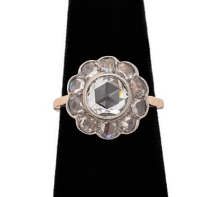 18K Yellow Gold Rose Cut Diamond Ring