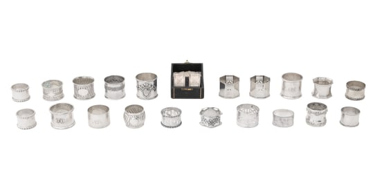 Collection of Antique Silver Napkin Rings, 22