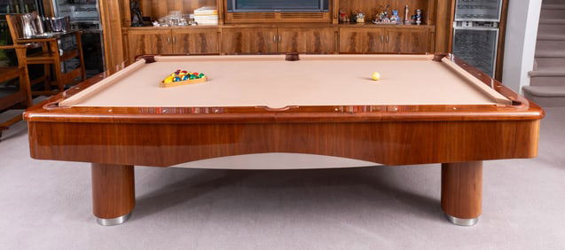 Art Deco Style "New Era" Walnut 9 Foot Pool Table