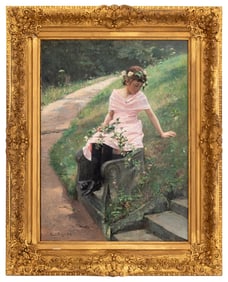 Carl Rudolph Sohn "Little Green Friend" Oil, 1895