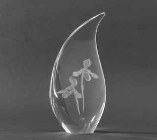 Steuben "Island Orchid" Glass Sculpture, 1999