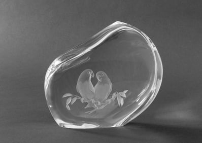 Steuben "Lovebirds" Glass Sculpture, 2003