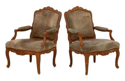 French Regence Beechwood Fauteuils, c. 1720, Pair