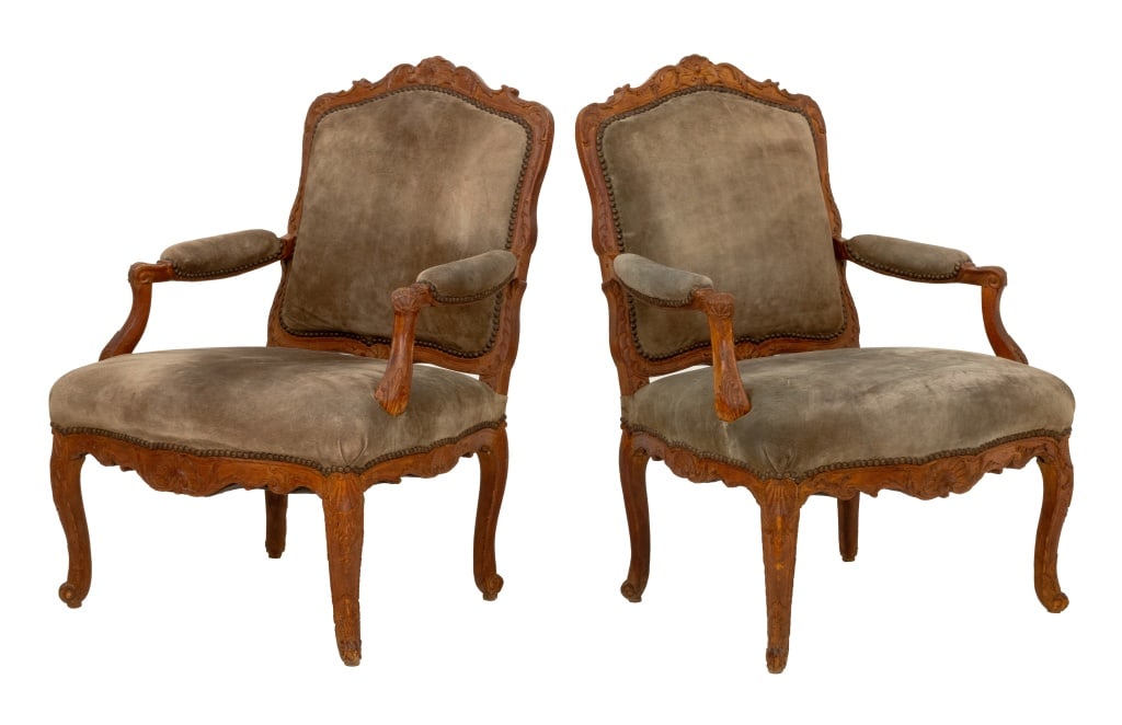 French Regence Beechwood Fauteuils, c. 1720, Pair (1 of 9)