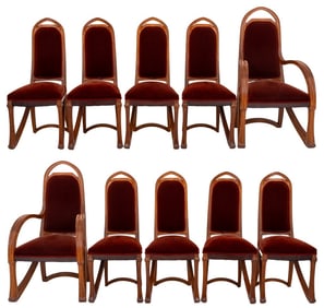 Louis Majorelle Art Nouveau Dining Chairs, 10
