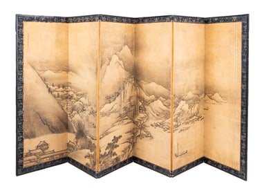 Japanese 6-Panel Byobu Floor Screen