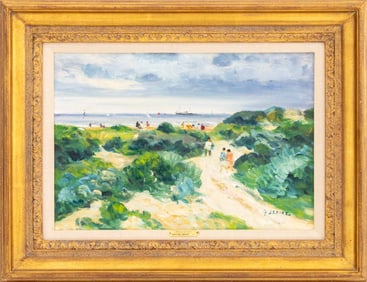 Gaston Sebire "Chemin sur la Mer" Oil on Canvas