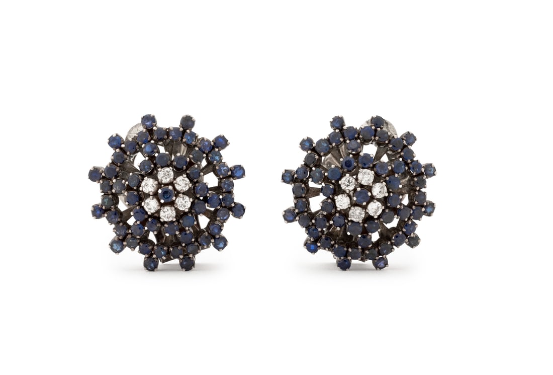 Sterling Silver Sapphire Diamond Earrings (1 of 7)