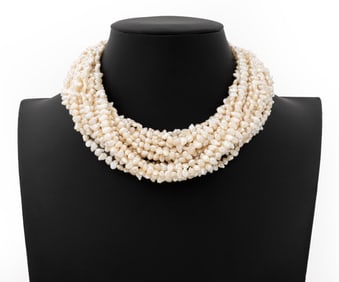 Cultured Pearl Multistrand Necklace, 14K Clasp