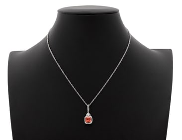 18K Gold Spinel Diamond Pendant, 14K Necklace