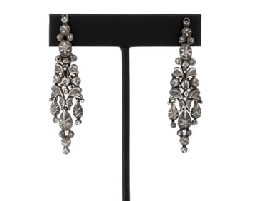 Silver & 14K Gold Diamond Chandelier Earrings
