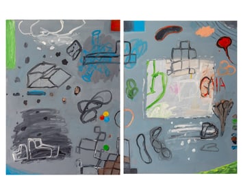 Elfi Schuselka "Left + Right" Diptych Acrylic