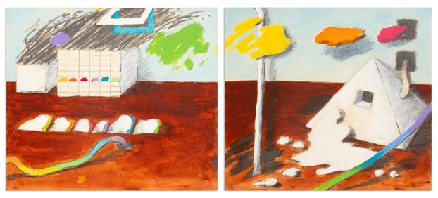 Elfi Schuselka Abstract Diptych Mixed Media