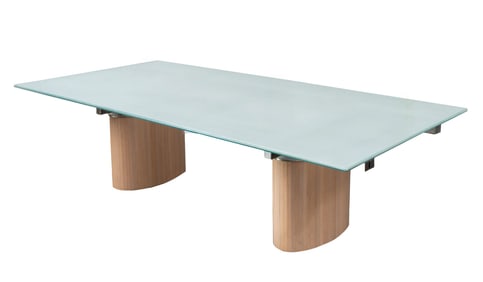 Contemporary Glass Twin Pedestal Dining Table