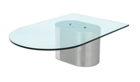 Brueton Style Glass Top Polished Steel Low Table