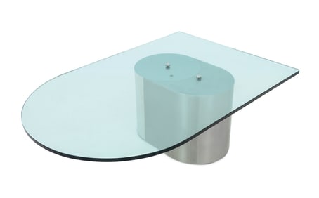 Brueton Style Glass Top Polished Steel Low Table
