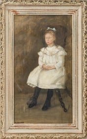 British School Portrait of a Girl Oil, ca. 1900
