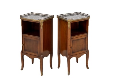 Louis XV Ormolu Mounted Walnut Bedside Tables, 2