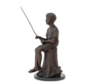 Karl Jensen "Gone Fishin' " Bronze Sculpture