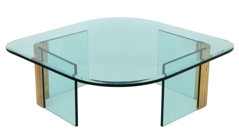 Leon Rosen Pace Collection Glass & Brass Low Table