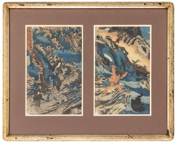 Utagawa Kuniyoshi "Kintaro Attacking..." Woodblock