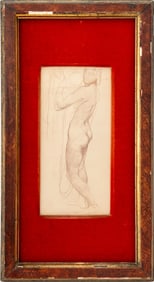 Illegibly Signed Nude Woman Pencil on Paper