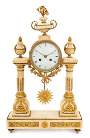 Louis XVI Style Marble Portico Mantel Clock