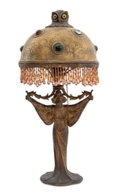 Art Nouveau Figural Patinated Spelter Table Lamp