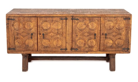 Arts & Crafts Carved Wood Sideboard