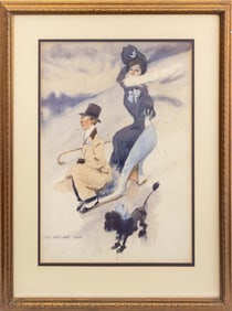 James Montgomery Flagg Shoe Sledding Watercolor