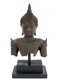 Thai Bronze Bust of Buddha Sculpture