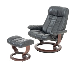 Ekornes Stressless Leather Recliner and Ottoman