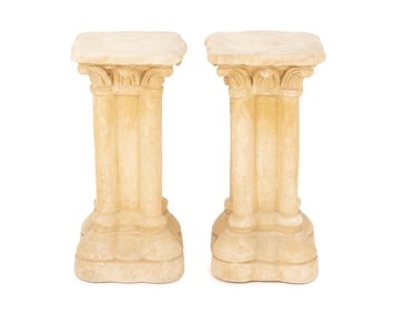 Corinthian Cluster Column Pedestals, Pair