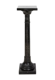 Victorian Black Fossil Marble Pedestal