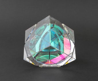 Toland Sand Dichroic Crystal Cube Sculpture