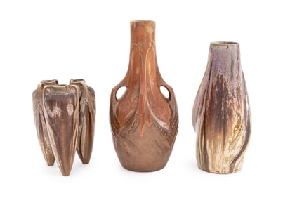 French Art Nouveau Denbac Art Pottery, 3 Pcs.