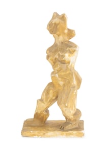 Cubist Style Standing Nude Woman Plaster Sculpture