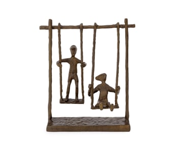 Contemporary Children Swinging Bronze Sculpture