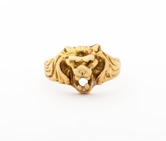 14K Yellow Gold Lion Head Ring
