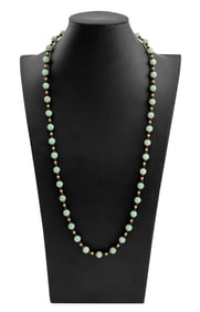 14K Yellow Gold Nephrite Black Onyx Bead Necklace