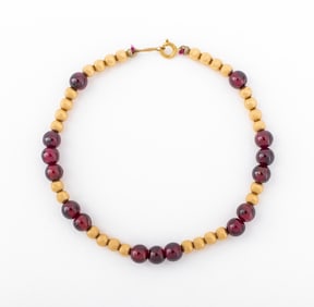 14K Yellow Gold Amethyst Bead Bracelet