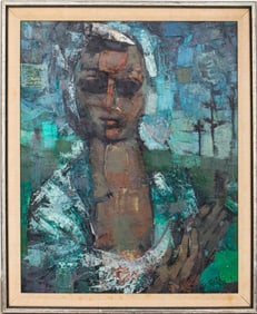 Robert J. Cariola Cubist Portrait Oil on Panel