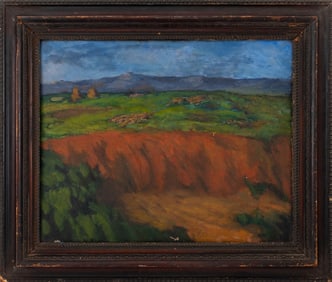 Marco Aurelio Tricca Pastoral Landscape Oil, 1929